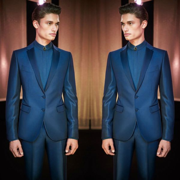 

2019 groom tuxedos custom made mens designer suits peaked lapel two pieces men suit for weddings business mens suit(jacket+pants), Black;gray