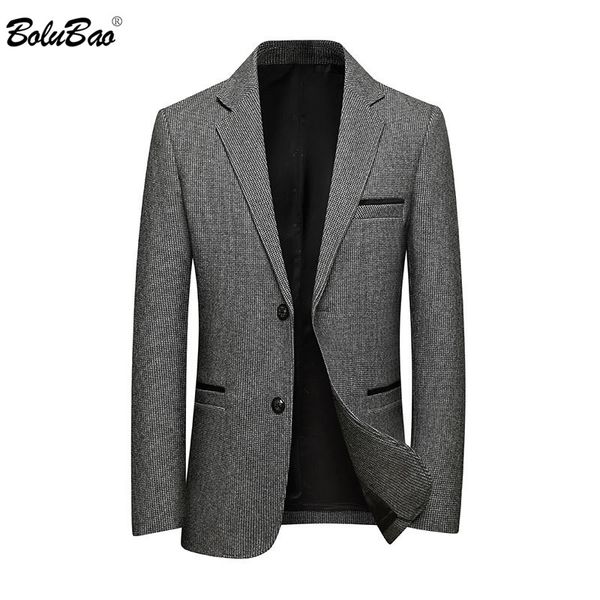 

bolubao new men solid color blazers fashion brand men's luxurious business suits winter woolen casual blazer coats male, White;black