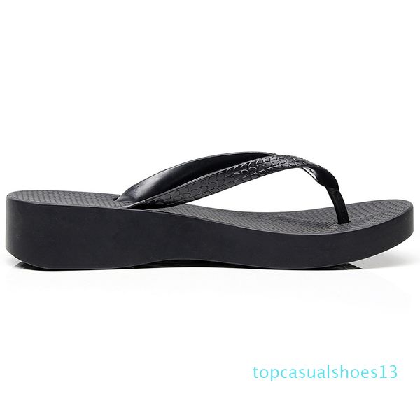 

flip-flops women thick bottom slope heels fashion non-slip bathroom splint beach slippers women flip-flops middle heels size 36-41 t13, Black