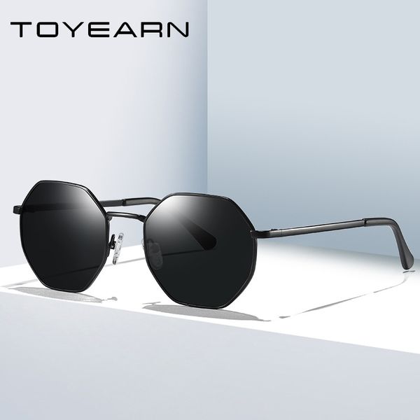 

2019 new fashion lady octagon square polarized sunglasses women men vintage metal frame brand designer sun glasses female, White;black