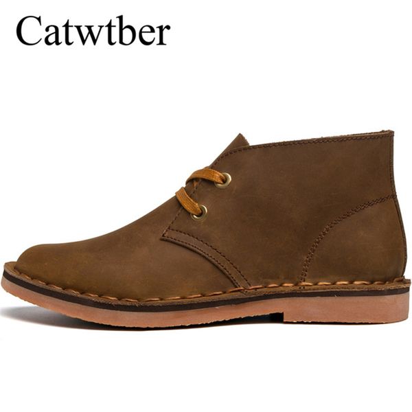 

catwtber outdoor men's ankle boots 2018 autumn winter male work boot suede leather casual outdoor man fashion walking footwear, Black