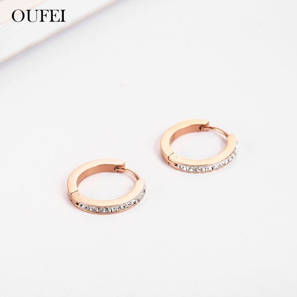 

oufei stainless steel rose gold hoop earrings for women woman vogue 2019 jewelry accessories bohemian wholesale lots bulk, Golden;silver