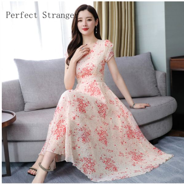 

2020 new arrival v collar short sleeve flower printed women dress, Black;gray