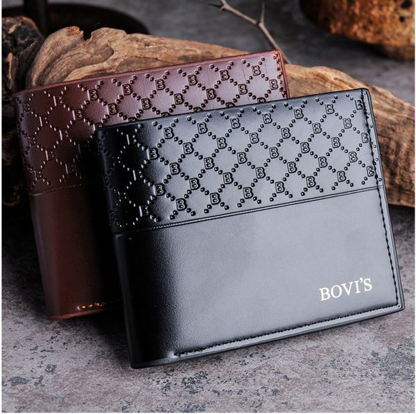 

2019 new men's wallet pu leather multi-function printing monochrome cross-wallet fashion business men's bag quality assurance, Red;black