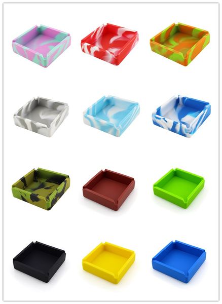 Maior Silicone Cinzeiro Square Silicone Cinzeiros Camuflagem Anti-choque Copo de Fumo 10 * 10 * 3cm Hotel Ambiental Home KTV Moda