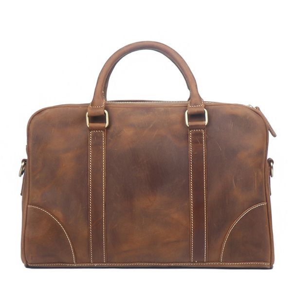 

nesitu highend vintage brown black genuine crazy horse leather men portfolio office briefcase 14'' lapmessenger bags m1071
