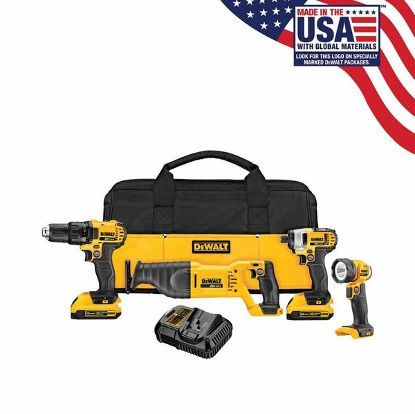 

New dewalt 4 tool 20v volt max lithium li ion impact driver cordle combo kit