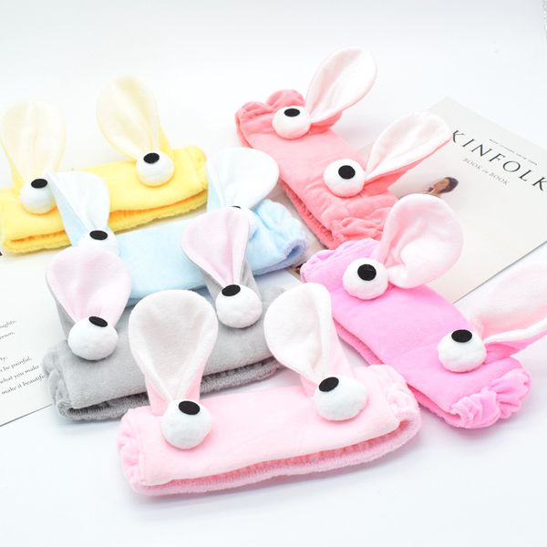 

new korean cute hair accessories velvet big eyes headband headpiece colorful rubber tie for wash face makeup bath women girls, Golden;white