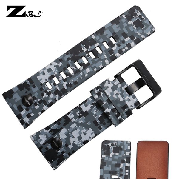 

28mm bracelet leather watch strap brown/camouflage color watch band for dz with nail wristwatches belt, Black;brown