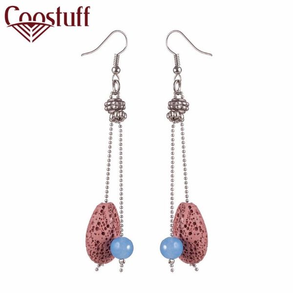 

fashion dangle earrings with stones for women earrings nature lava stone earring women's jewelry hanging multi colors bohemia, Silver