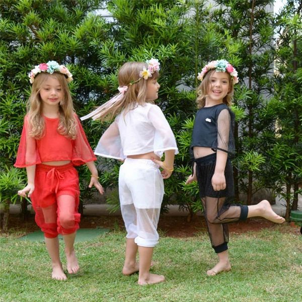 

toddler baby girl kid lace shining gauze pants sets formal party clothes, White