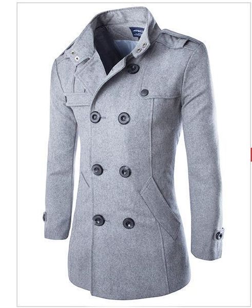 

the new coat man fashion popular fine wool woolen cloth coat hot, Black