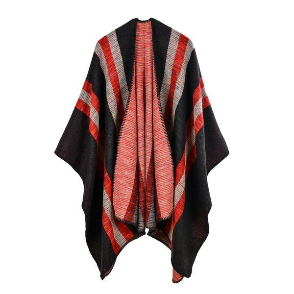 

ethnic strips soft women scarf cashmere imitation ladies long windproof cape ladies shawl wraps lady poncho fashion, White