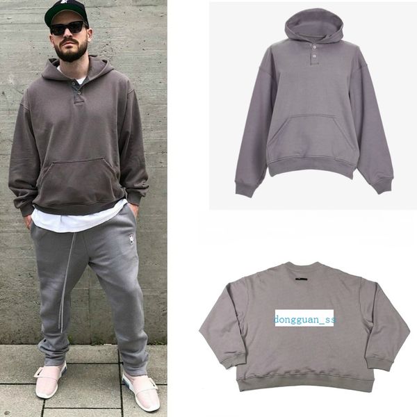 

version heavy cotton oversize henley hoodie/sweatshirt hip hop everyday vintage pullover rubberized patch at back, Black