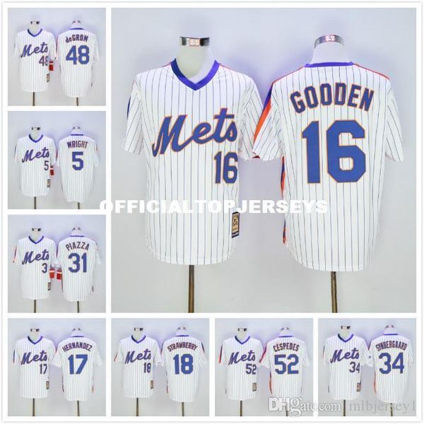 

18 darryl strawberry 16 dwight gooden 31 mike piazza 8 gary carter 34 noah syndergaard stitched jerseys, Black;blue