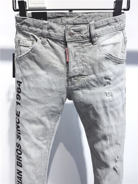 

new arrival fashion slim leg mens jeans d2 side stripe logo grey fit trousers skateboarding washed jeans denim pants italy size 44-54, Blue