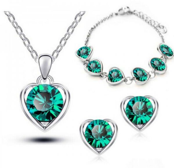

omh wholesale fashion 18 kt electric plating crystal women girls gift necklace + earrings+ hand catenary jewelry sets tz112, Slivery;golden