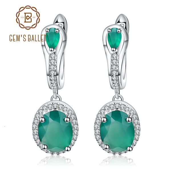 

gem's ballet 5.15ct natural green agate vintage earrings 925 sterling silver gemstone drop earrings for women fine jewelry cj191128, Golden