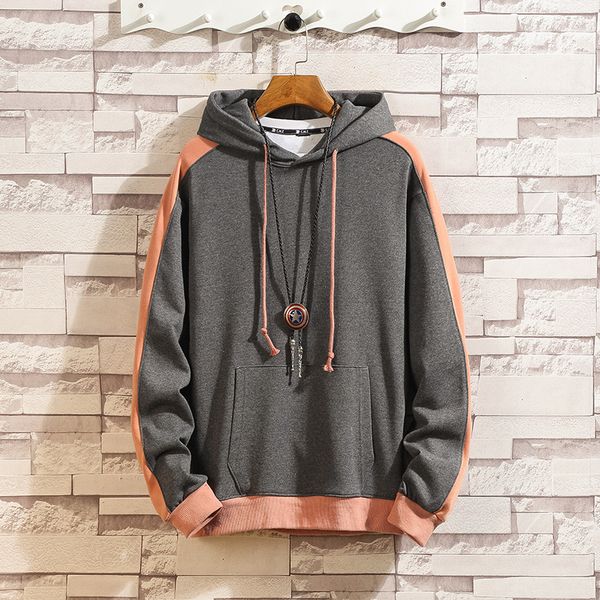 

men hoodies sweatshirts casual patchwork hooded hoodies harajuku pullover streetwear mens clothing, Black