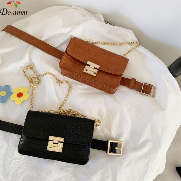 

doranmi square pu leather women's fanny pack 2019 punk style belt bags stone pattern crossbody chest bag nerka waist packs bg347