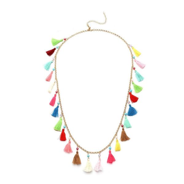 

long multi colored tassel necklace with pendant for women and girls (gold, Silver