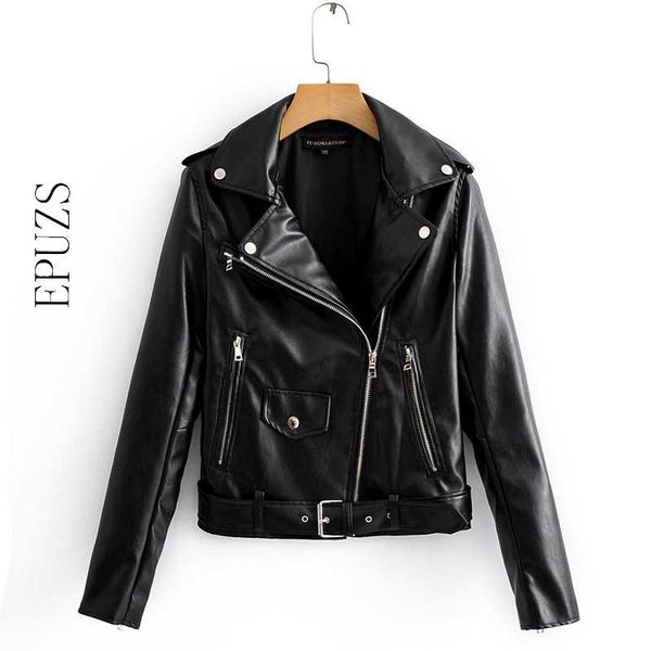 

sprint zipper faux leather jacket women punk motorcycle coat streetwear black pu biker jacket winter women leather