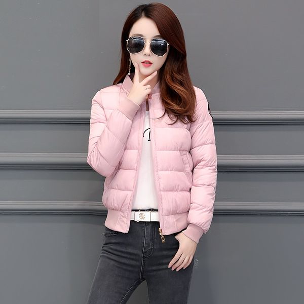 

2019 new autumn winter women solid color short jacket long sleeve stand collar sweet casual loose warm coat cc611, Tan;black