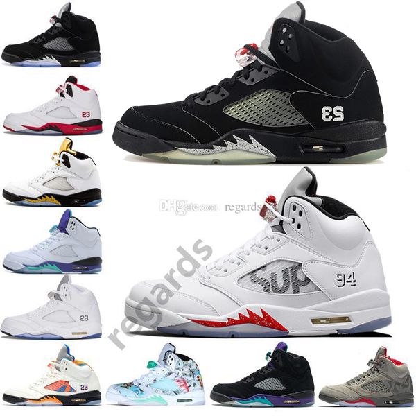 

2019 new 5 5ssup desert silver white cement for mens basketball shoes v olympic metallic gold fire red sport sneakers trainer, White;red