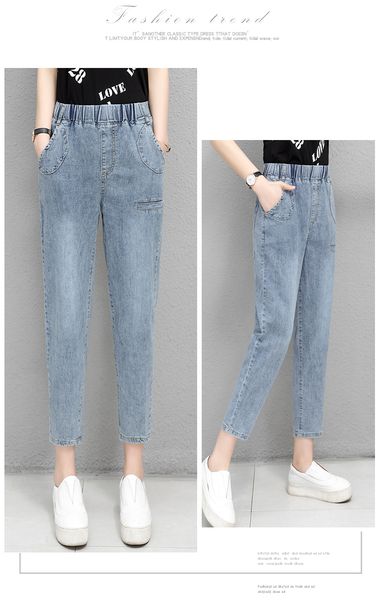 

lake blue in the spring of the new big yards more fat mm tall waist show thin trousers straight female trousers slacks