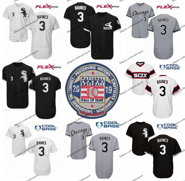 

2019 vintage hall of fame white sox harold baines chicago baseball jerseys mens 3 harold baines stitched shirts m-xxxl, Blue;black