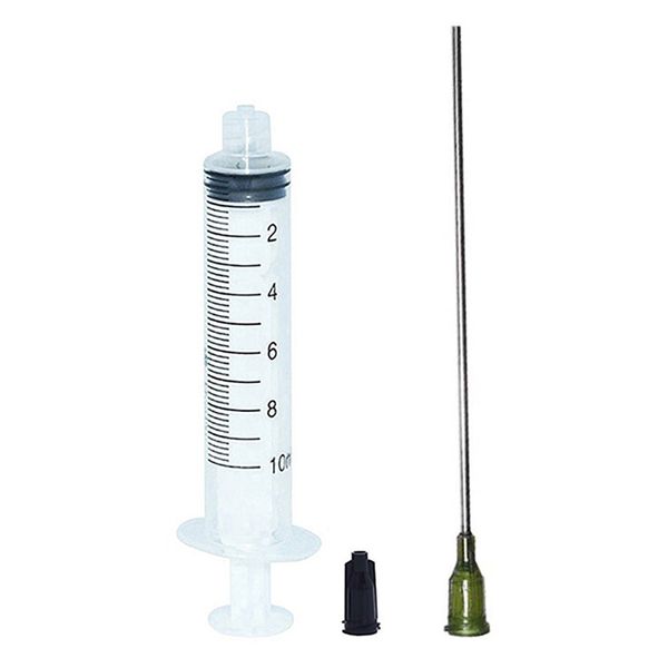 

10ml 10cc syringe 14g tip needle length 10cm cap pack of 10