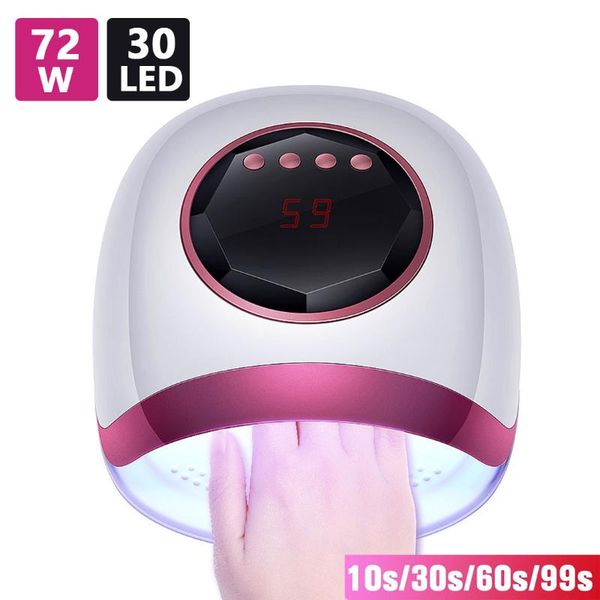 

72w uv lamp for gel nails nail dryer for all nail polishes with 30 led 10s / 30s / 60s 99s timer infrared sensor