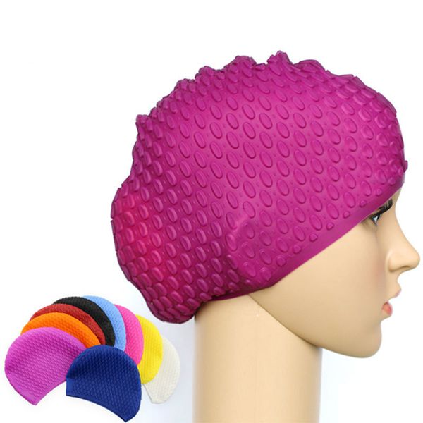 

multicolor silicon swimming hat cover protect ear long hair waterdrop swimming caps casquette de marque bone
