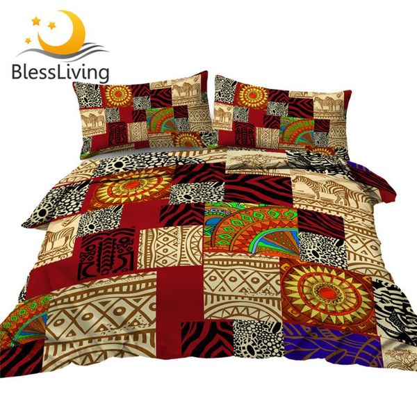

blessliving ethnic bedding african animal duvet cover set king geometric patchwork bed set zebra giraffe bedspread 3pcs dropship