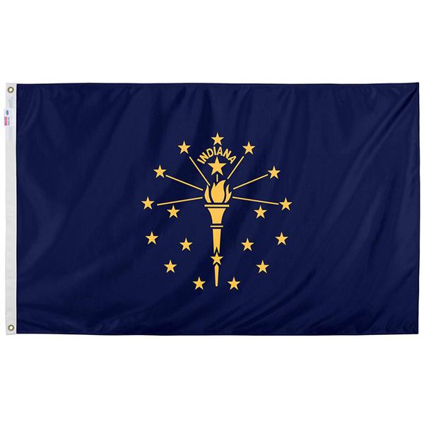 Bandiera dell'Indiana 3x5ft Bandiere dello stato dell'Indiana americana Bandiere Stampa di bandiere digitali all'ingrosso Poliestere 150x90cm Banner di tutti i paesi