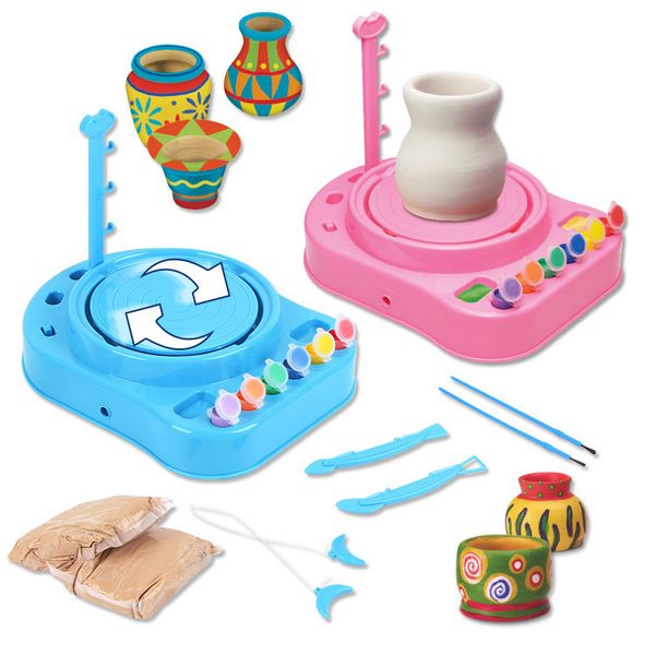 

mini diy handmake ceramic pottery machine pottery wheels kids arts craft educational gift toy for children t200401