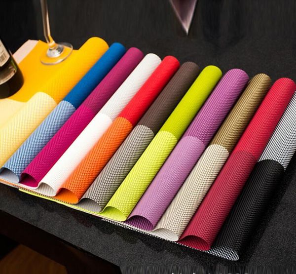 

new wholesale-new 45*30cm rectangular grid pvc insulation placemat western dining pads tableware pads easy clean placemat h164