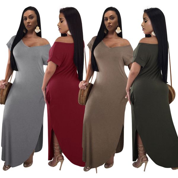 

spring women solid color dress designer v neck brief asymmetrical dresses fashion female casual streetwear clothing, Black;gray