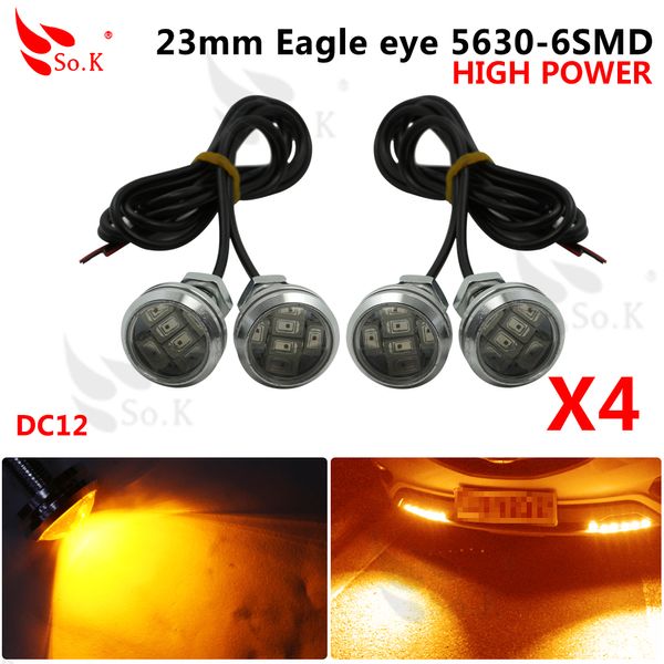 

4pcs 23mm led eagle eye 5630 6 smd bulb daytime running lights waterproof drl auto car warning park brake fog lamp light dc 12v