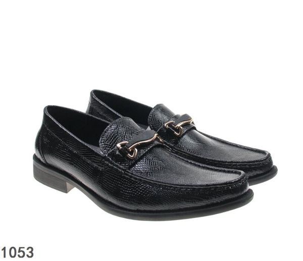 

snakeskin leather male suit shoes metal buckles brand designer glossy wedding shoes moccasin hombre 40-46, Black