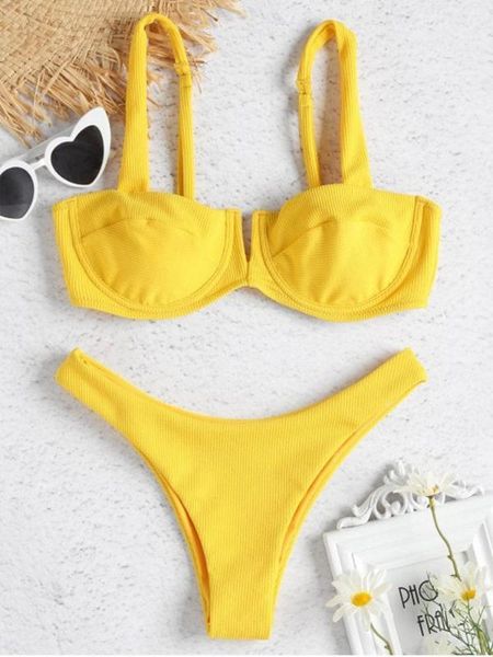 

underwire bikinis 2019 mujer solid yellow micro bikini set brazilian push up padded bathing suit bathers thong swimwear