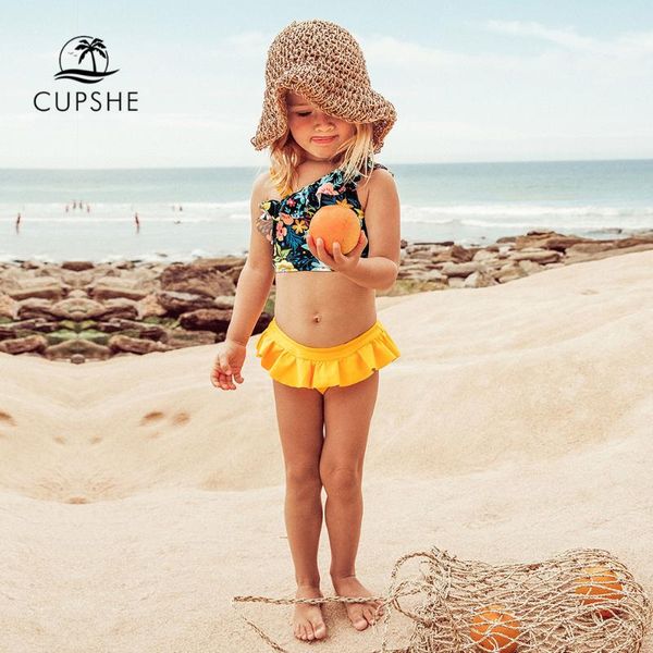 

cupshe floral ruffles bikini sets with skirted bottom for girls 2020 toddler kids children swimsuits bathing suits 2-12 years