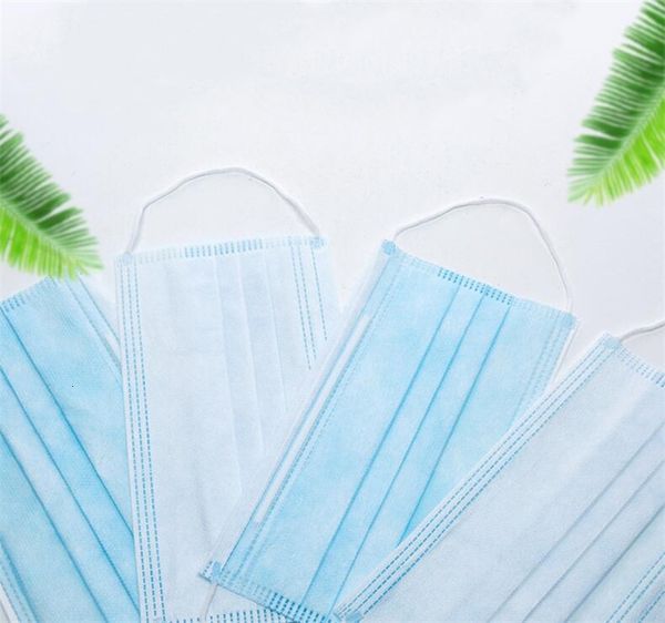 

dhl ship 3 layers blue mask face mouthhaze dust proof earloop fog productive non woven masks ljja3989 uoej