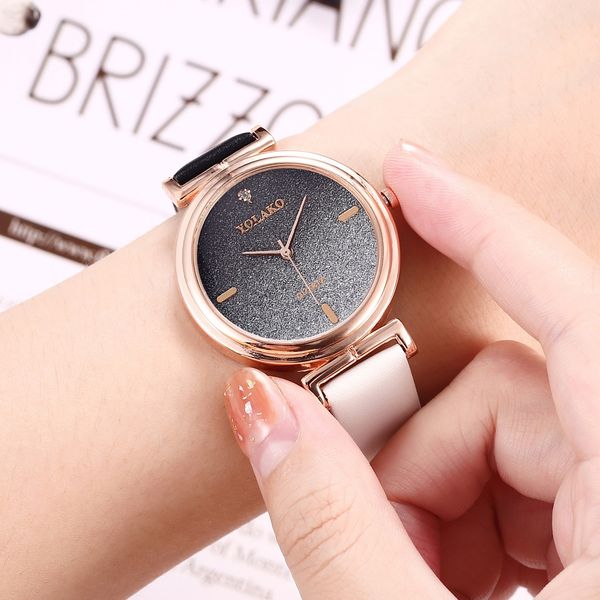 

women watches yolako fashion simple frosted inlaid diamond belt ladies quartz watch gift wristwatch clock gift reloj femenino#11, Slivery;brown