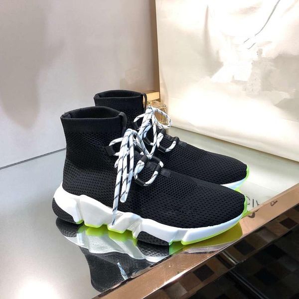 

2019 designer speed trainer men womens high sock shoes black solid luxury fashion boots trainers runner walking sneakers d09