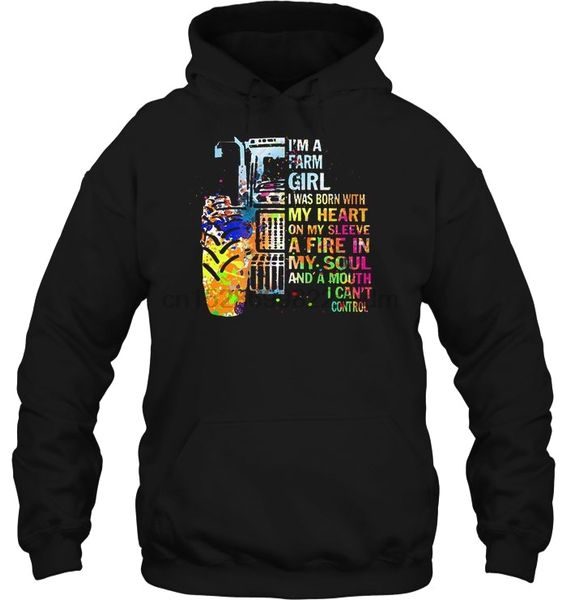 

мужчины толстовка я батрачка i was born with version my heart on my sleeve огнь в душе акварель тракторных женщин streetwear, Black