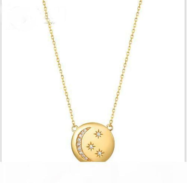 

925 sterling silver star moon round card pendant with sweater long paragraph chain women autumn and winter necklace