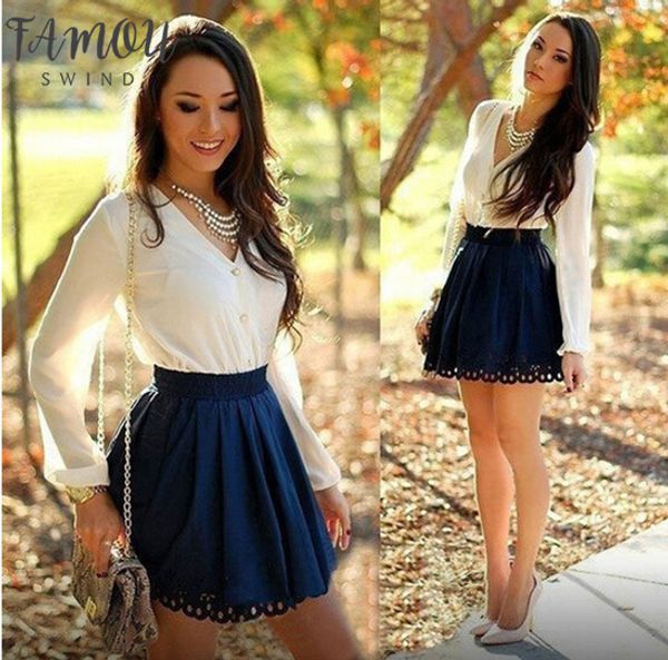 

new women short mini dress vestidos fashion women long sleeve spring autumn v neck bodycon high waist dresses, Black;gray