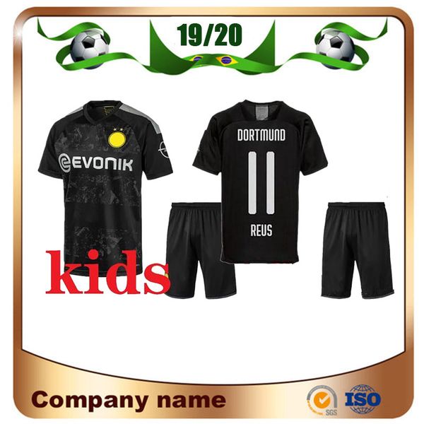 

19/20 Kids Kit Dortmund Home Soccer Jerseys 2020 Away black #10 M.GOTZE #11 REUS Child Soccer Shirt Boy football Uniforms