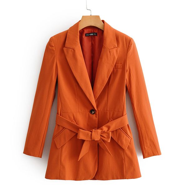 

rr tie belt waist blazers women fashion solid jackets women elegant single button pockets suits female ladies hu, White;black